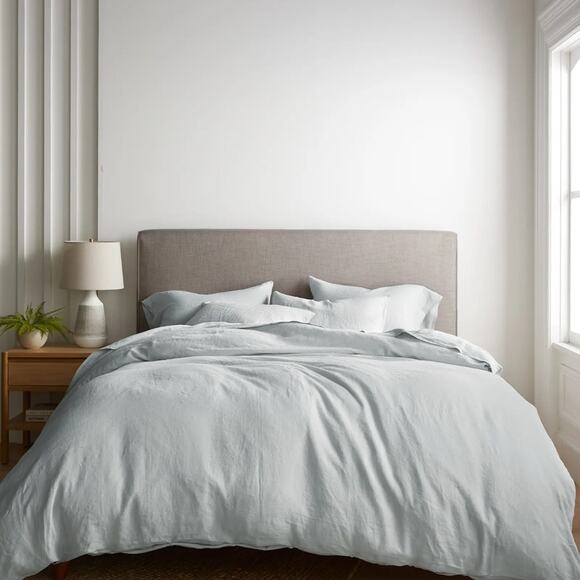 Quince European Linen Duvet Cover Set Mist Blue Size Full/Queen - Picture 4 of 7